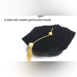 Elegant Black Graduation Tam for doctoral graduate- 6 sided NWT